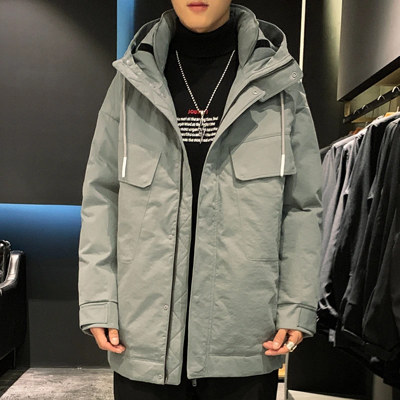 冰能量#Y88981新款时尚流行潮流连帽冬季外套保暖羽绒服中长款