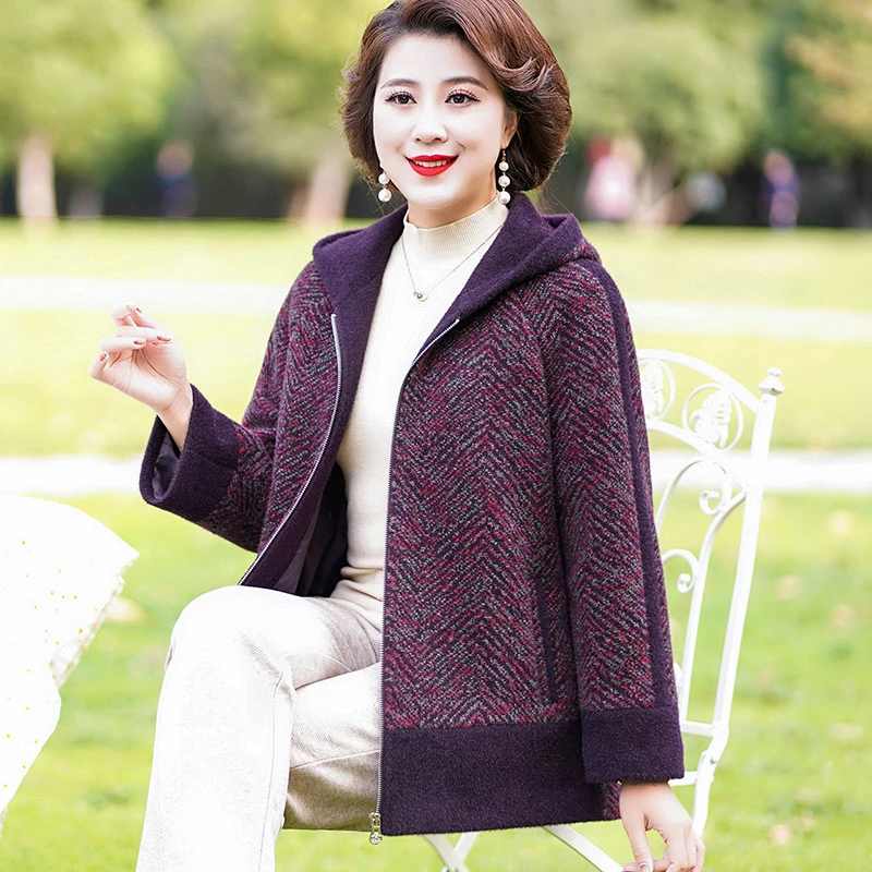 华太太女装休闲短款高贵大码胖妈妈装洋气气质秋冬装冬季加绒3189