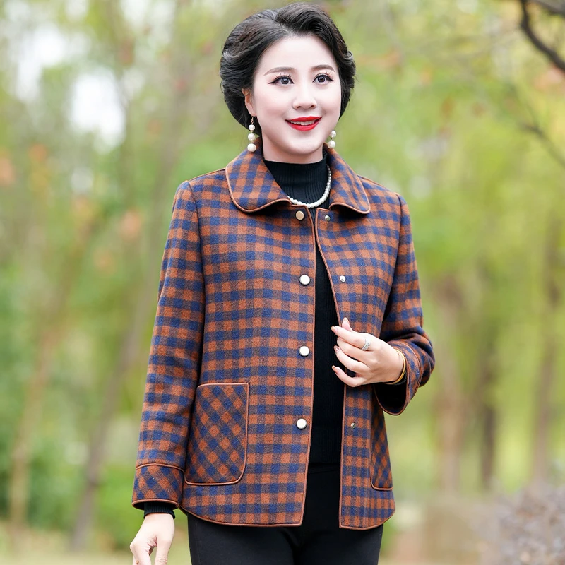 3199中年人胖妈妈羊毛呢外套秋冬新款大码高贵太太妈妈装洋气