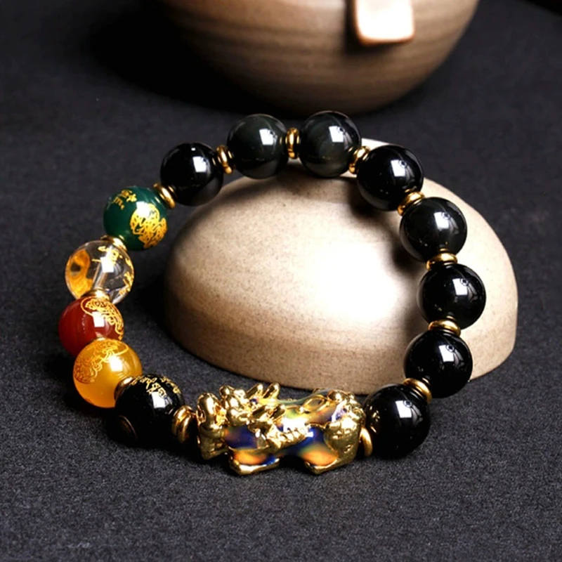 非金属玻璃手链 时尚男女情侣单圈守护神貔貅手串手饰串珠饰品