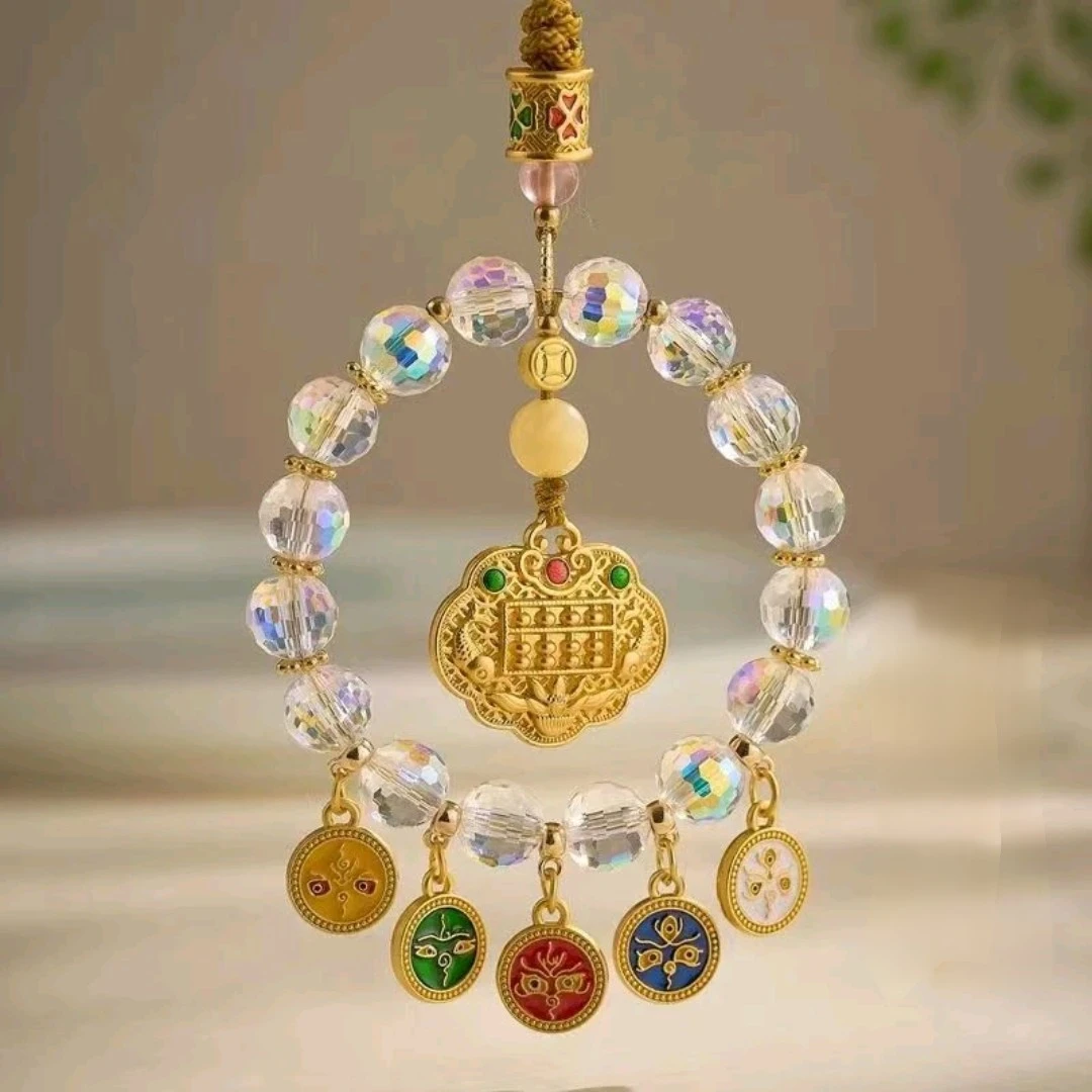 新品五路炫彩琉璃车挂包车挂件车载挂件车内挂挂饰车上高档挂件