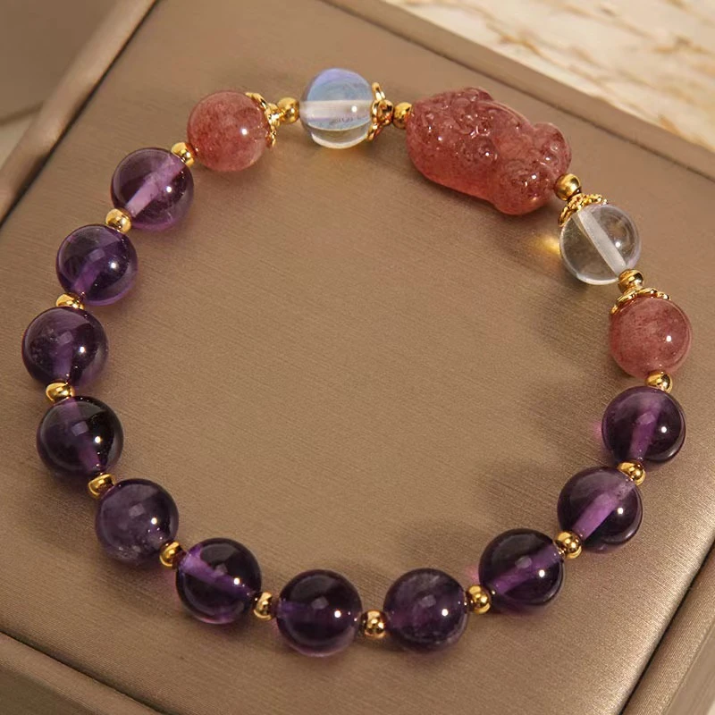 非金属珐琅手链 天然紫色貔貅时尚百搭手链饰品金手链手饰手串ins