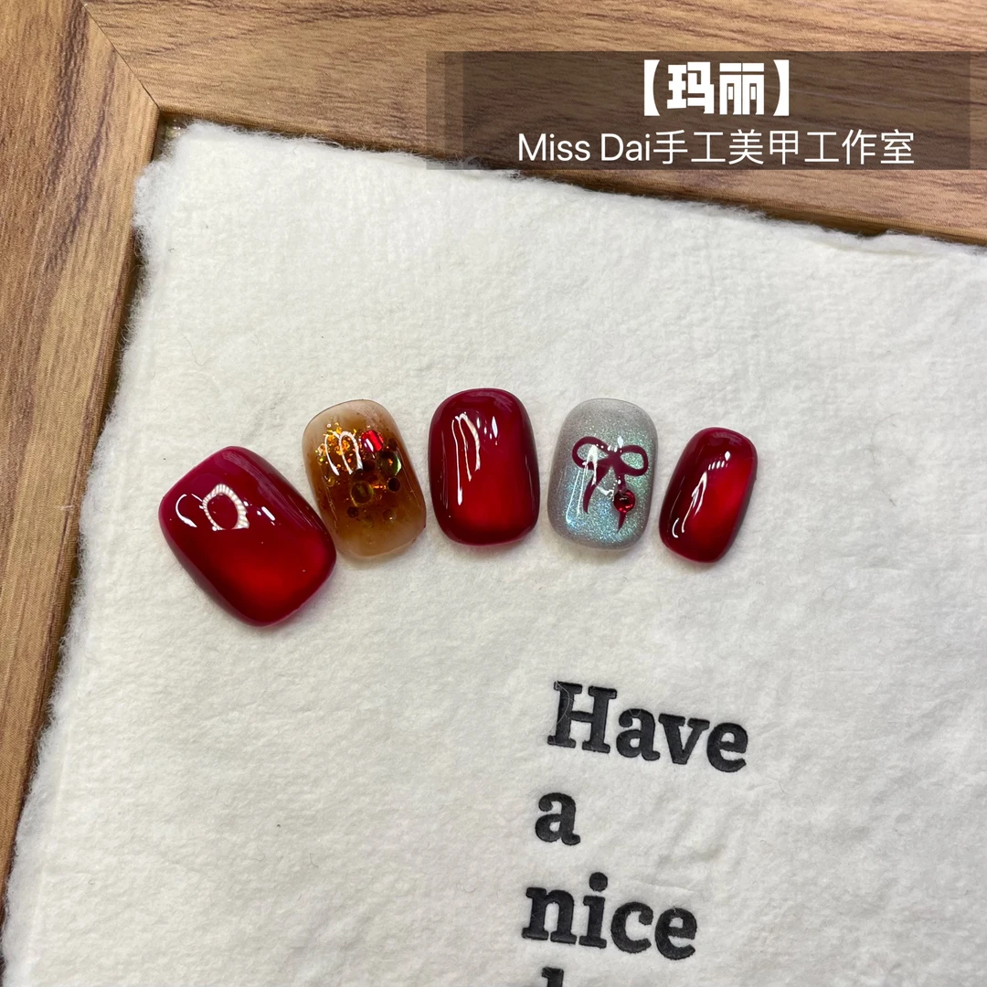 【玛丽】秋冬猫眼气质红色新年显白高级飘带可拆卸贴片红色蝴蝶结