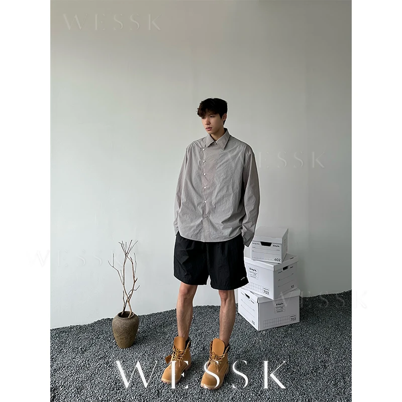 WESSK异形门襟七字领小众设计长袖休闲百搭夏季宽松立领防晒衣
