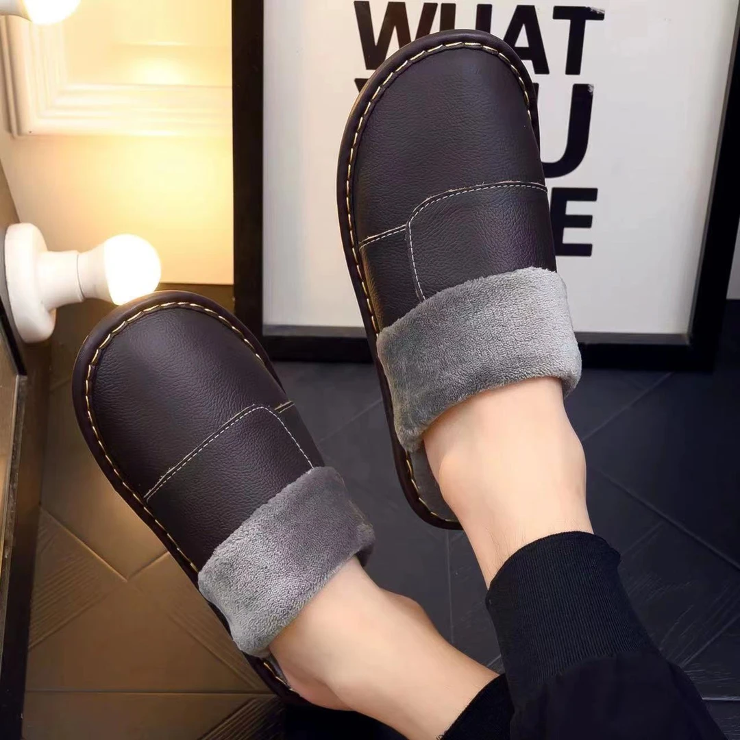 海宁真皮拖鞋加厚防滑保暖