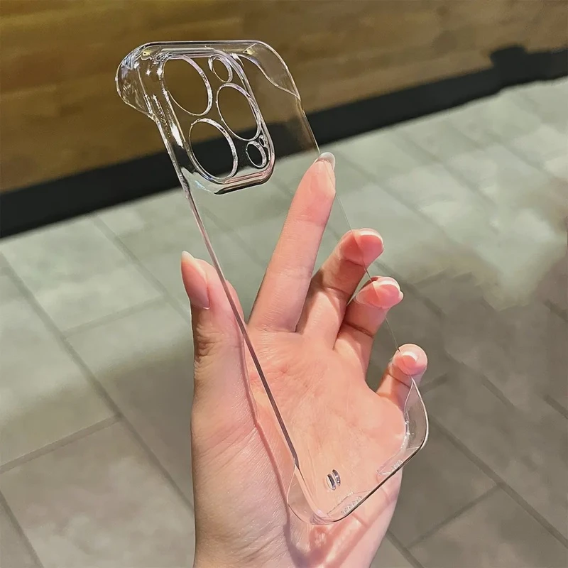 超薄无边框透明硬适用于苹果iPhone15promax/14/13/12手机壳硬男