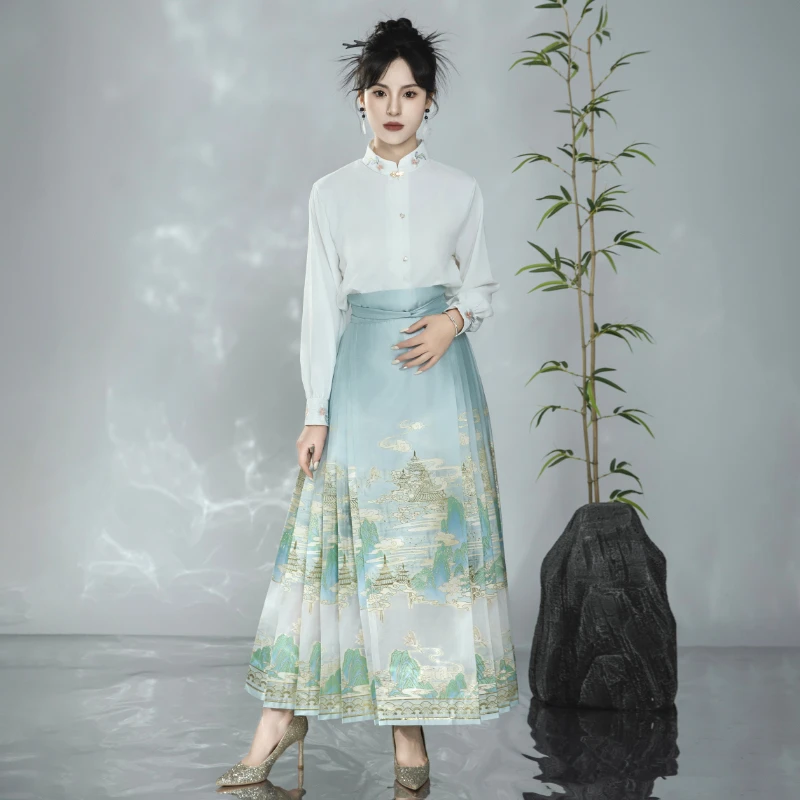 2024新款【云岫阁】明制曹县马面裙日常中国风春夏季高金仿妆花汉服