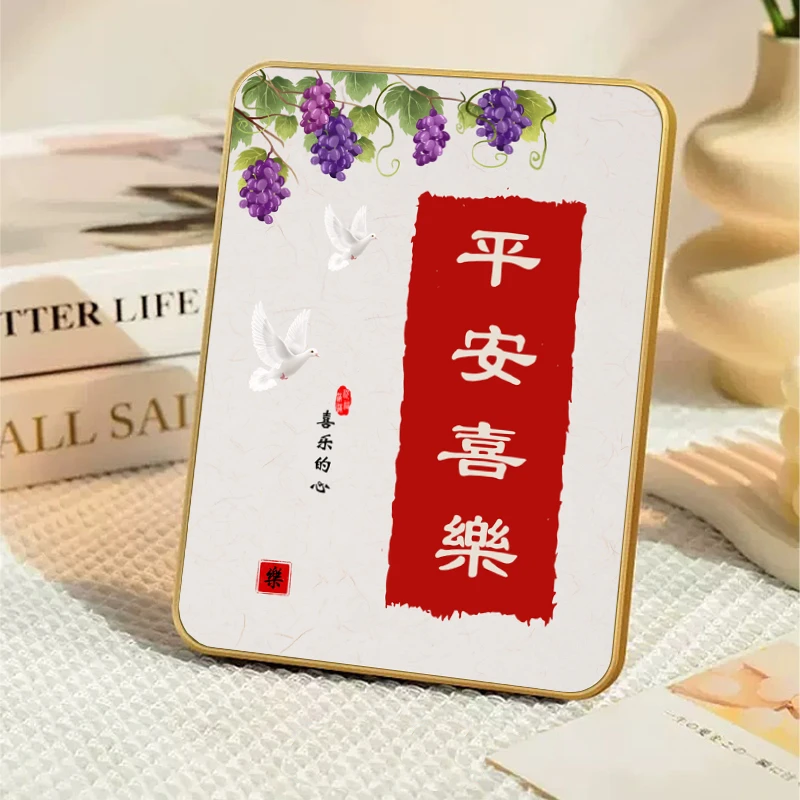 实木平安喜乐摆件家居用品家用客厅桌面装饰物品圣诞节新年礼物