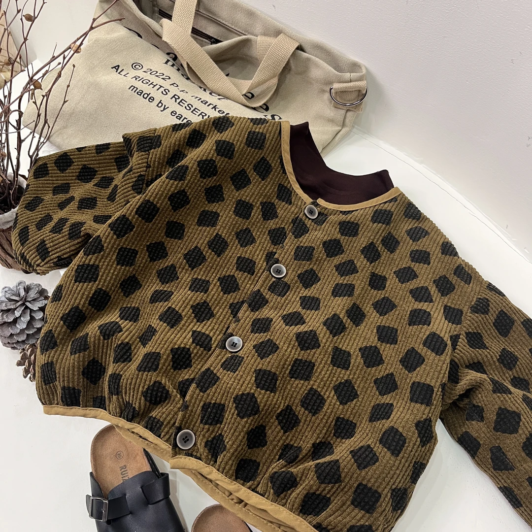 2024春秋款韩版男女童休闲时尚洋气儿童圆领宝宝复古外套SJ888