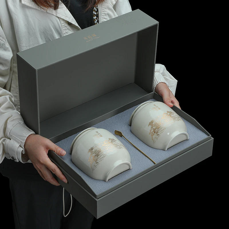 2024过年春节送礼礼物新茶明前龙井茶叶陶瓷罐礼品盒装浓香型350g