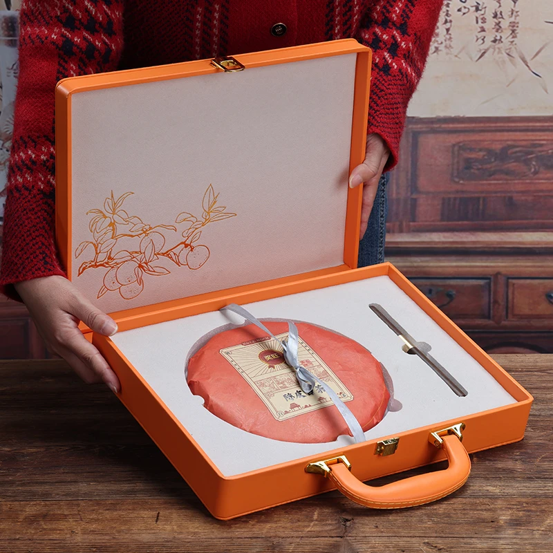 2025中秋送礼礼物陈皮新会白茶福鼎寿眉茶叶老白茶饼礼品盒装350g