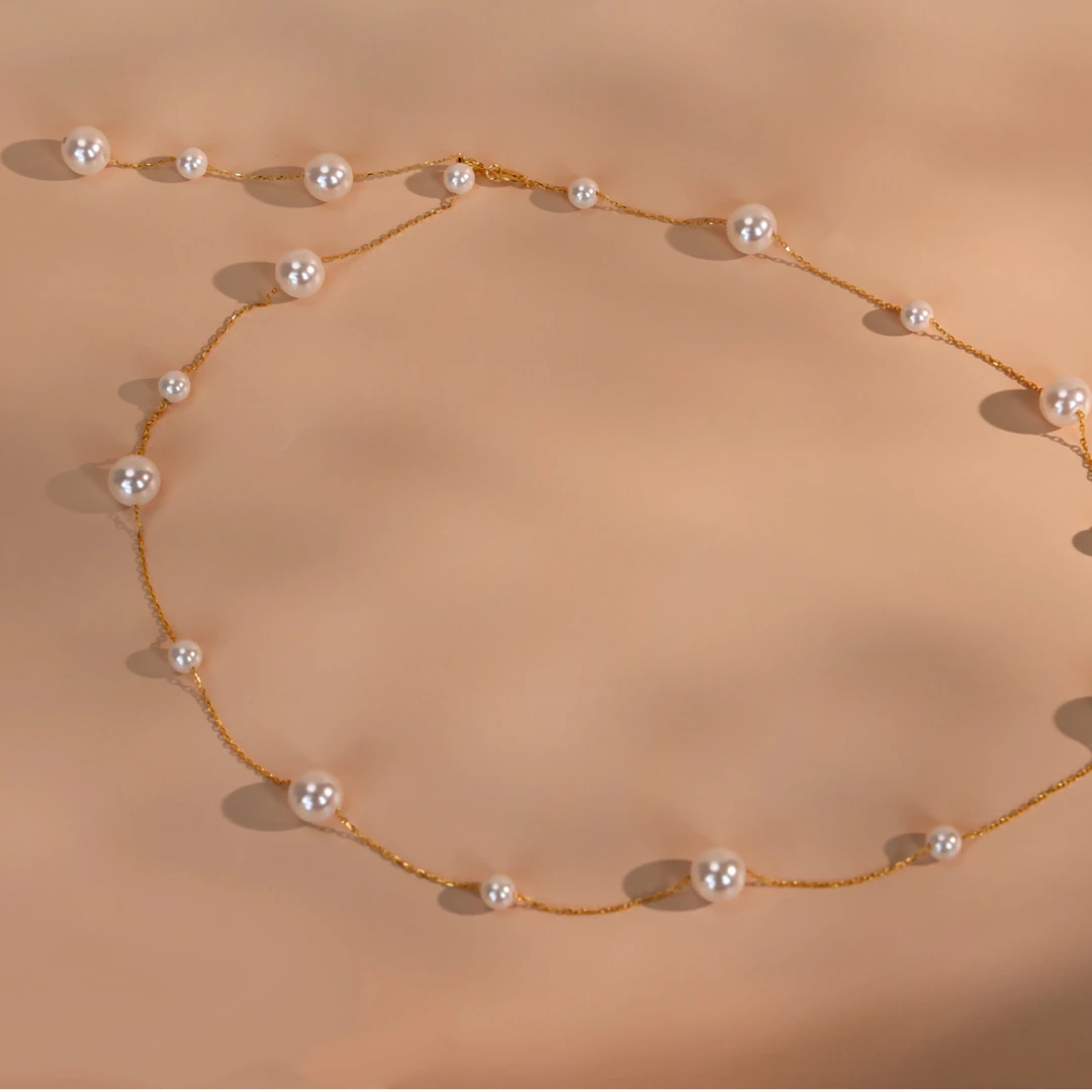 丽沁 链子925银 925银满天星珠珠项链美背Y字链轻奢高级感长款