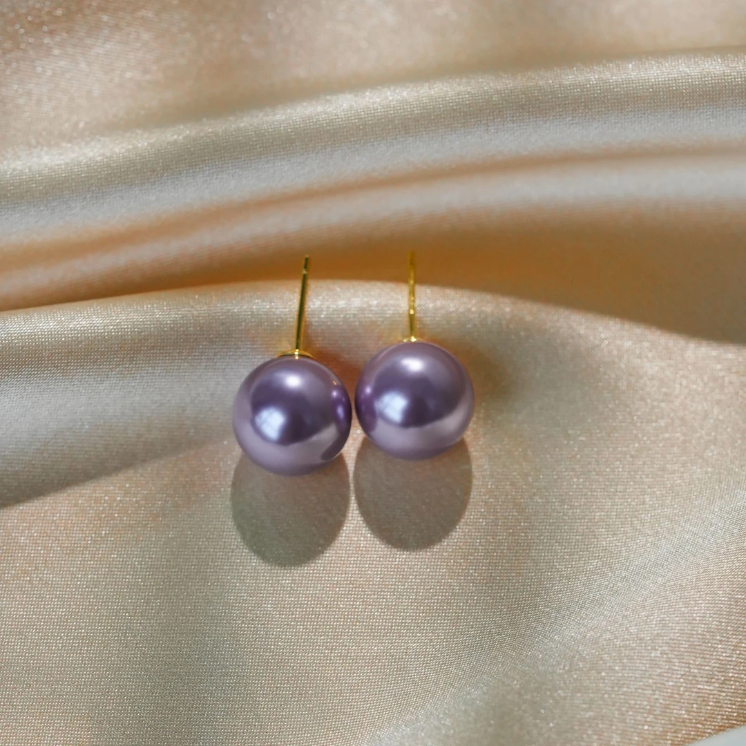 丽沁 925银耳饰 紫气东来珠珠耳钉女气质梦幻银耳饰简约耳环