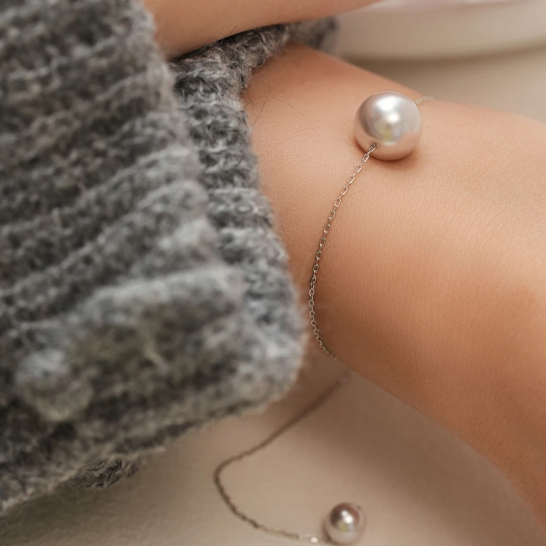 丽沁 925银手链 优雅曼塔玫瑰紫珠路路通手链女简约高级感手饰品