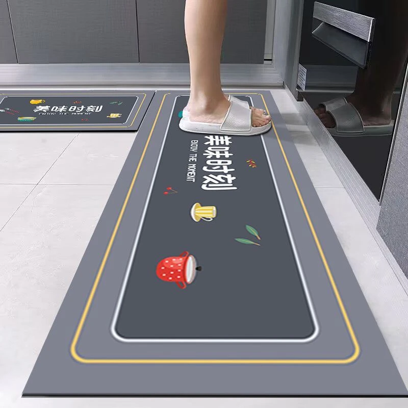 简约纯色硅藻泥厨房软地垫家用耐脏防滑脚垫吸水长条地垫可裁剪垫