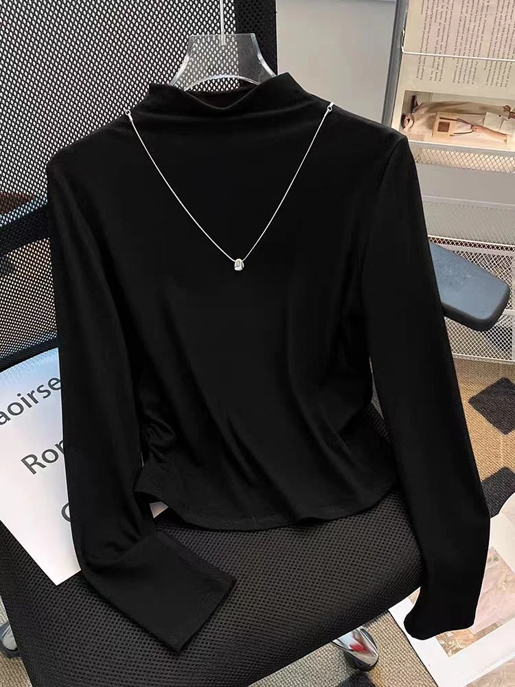 新疆包邮   半高领显瘦百搭T-链条款