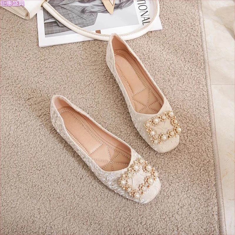 方头百搭配裙子法式浅口夏款单鞋女2024新款晚晚鞋大码女鞋41-42