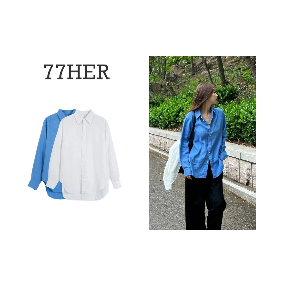 77her 老钱高级感轻薄透气亚麻衬衫