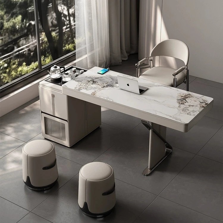 全自动语音升降伸缩办公室茶桌书桌两用现代家用茶台烧水客厅阳台