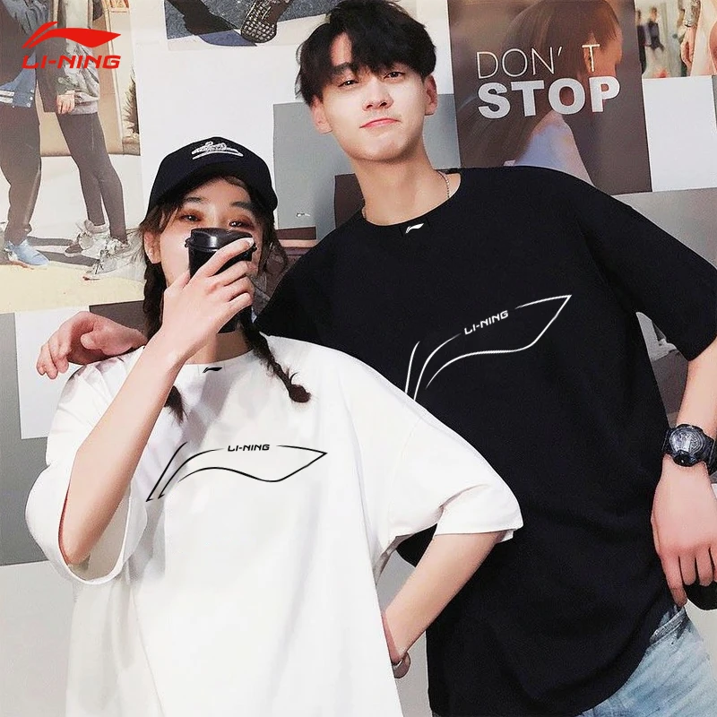 李宁短袖t恤男士新款纯棉休闲运动宽松半袖YHSU167