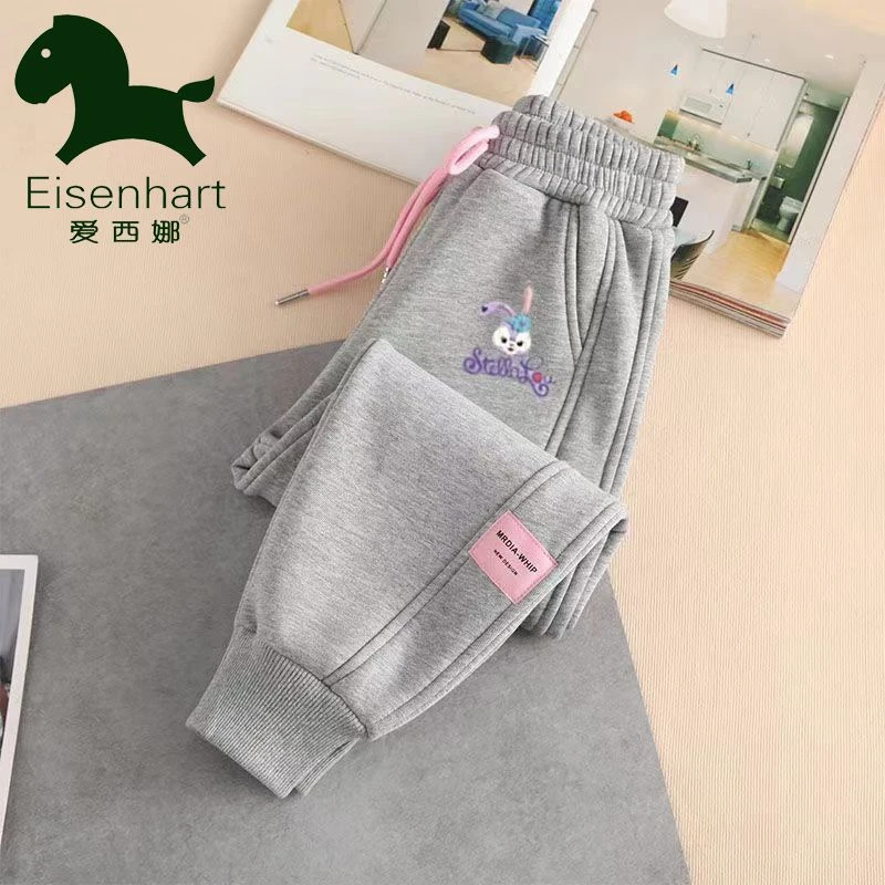 爱西娜女童裤子宽松版春秋款中大童女孩秋冬加绒休闲运动裤束脚裤