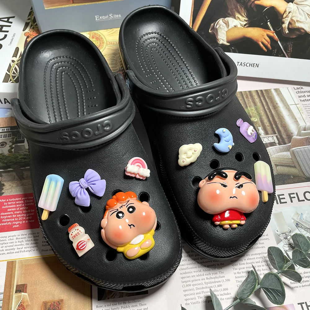 洞洞鞋鞋花蜡笔小新diy配件鞋扣百搭立体可爱卡通3d适配蝶结个性