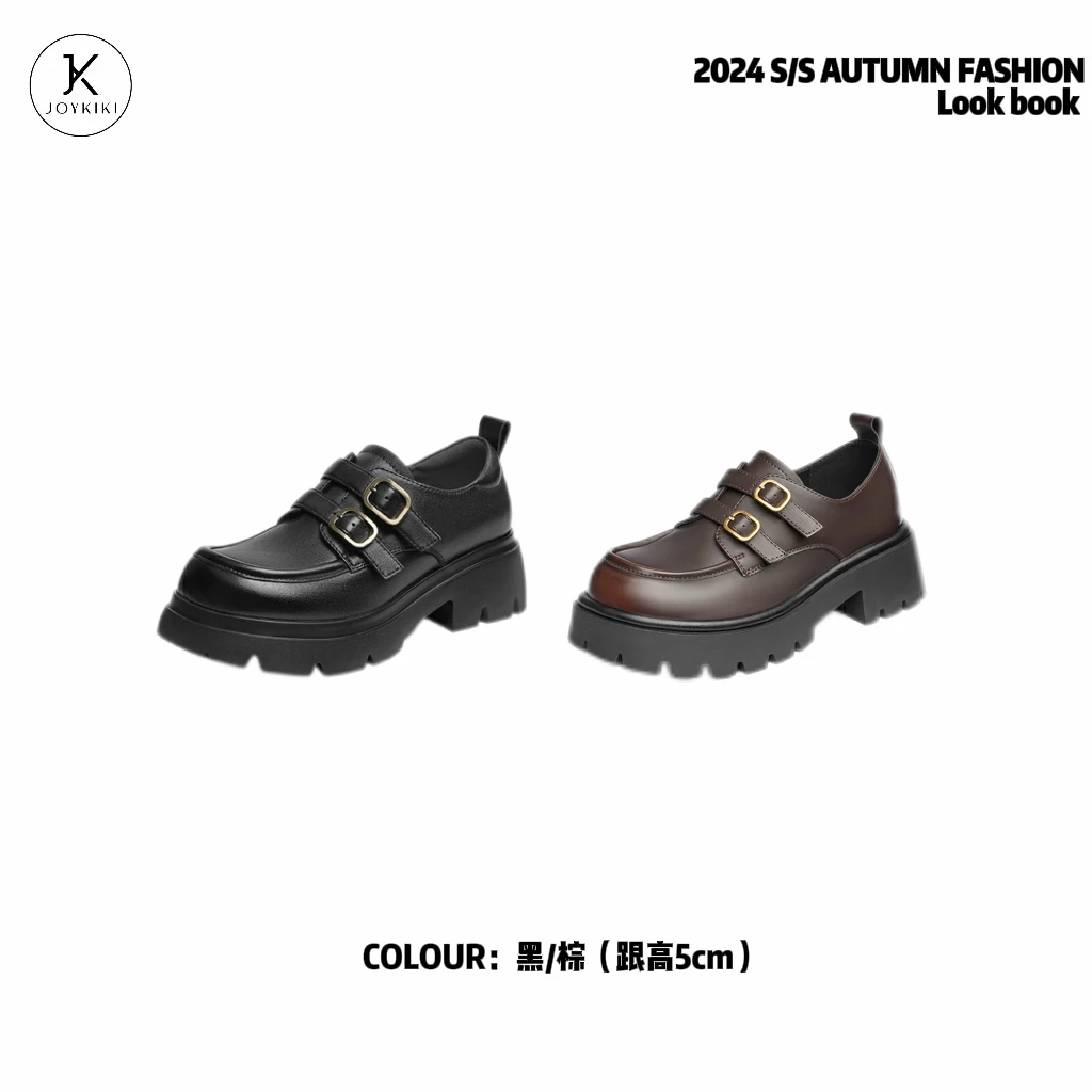 JOY KIKI金金学院百搭亮面增高5cm松糕鞋 J24P170