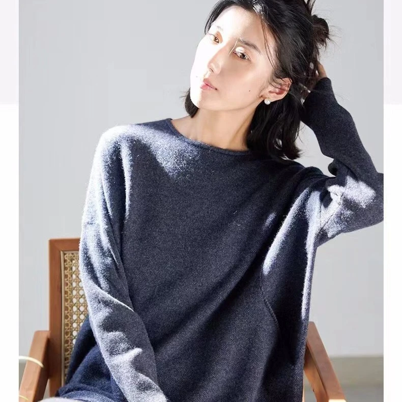 蒙版女士圆领加密加厚闲散贵人100山羊衫