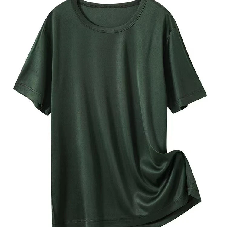 夏季女士圆领透气速干针织简约纯色大码上衣T袖