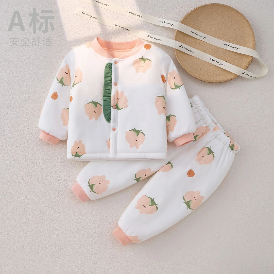 【】婴幼儿新生儿童装春秋冬装棉服薄棉夹棉保暖分体衣服内衣套装
