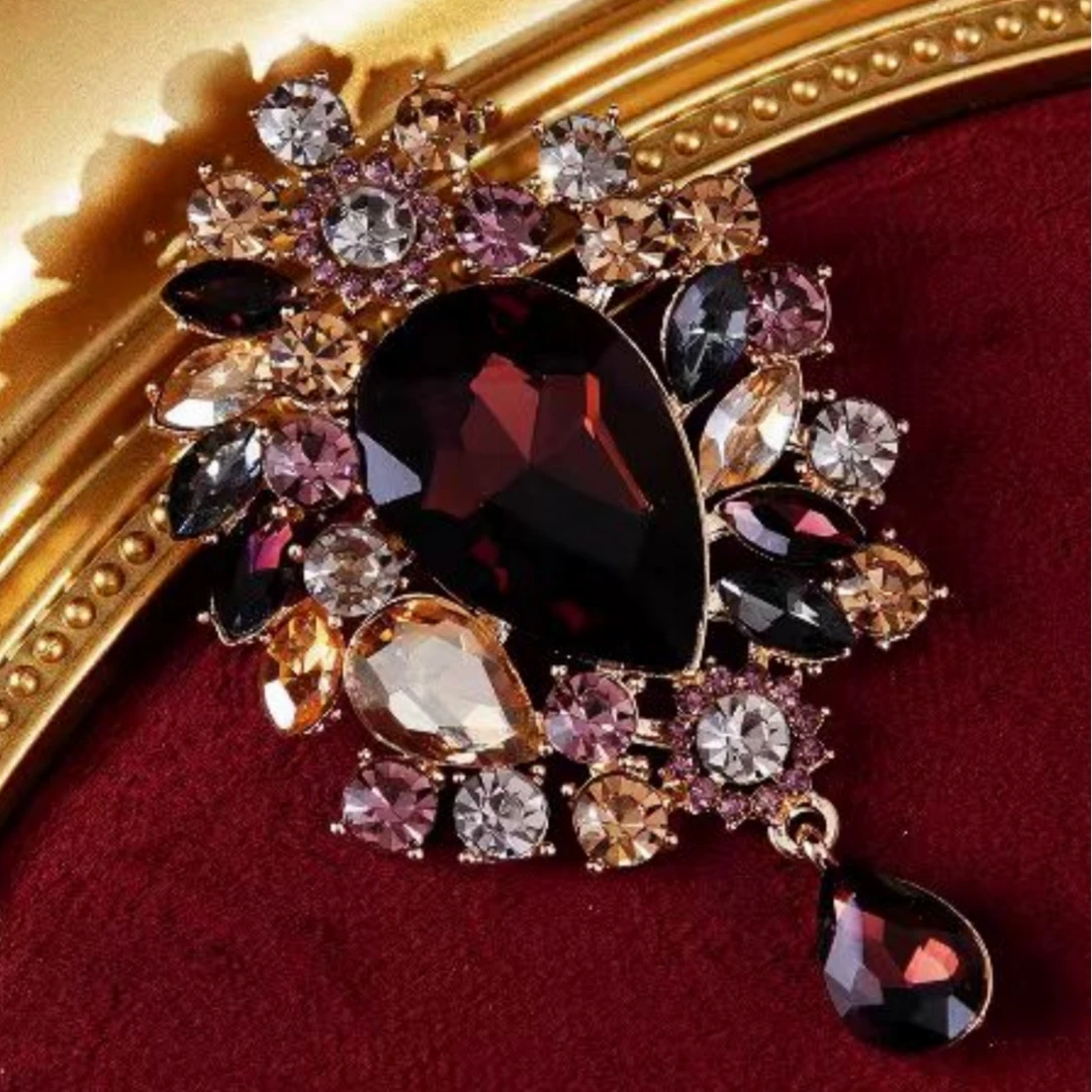 非金属合成锆石胸针 YMXZ棕色秋风胸针