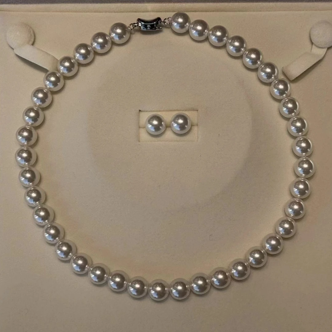 非金属仿珍珠项链 NA白色贝珠项链10MM