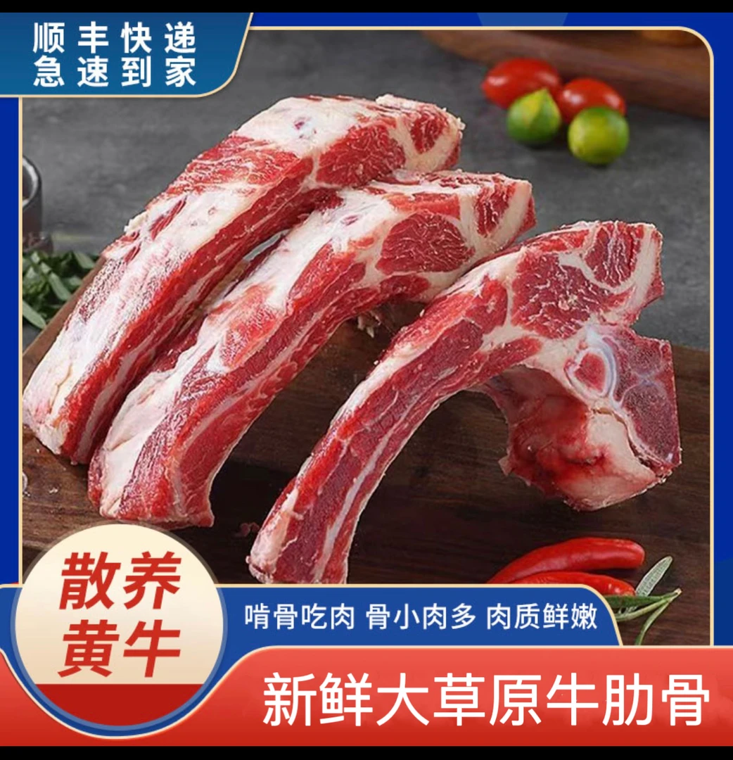新鲜大草原牛肋排牛排骨美味牛肉炖汤红烧 5斤