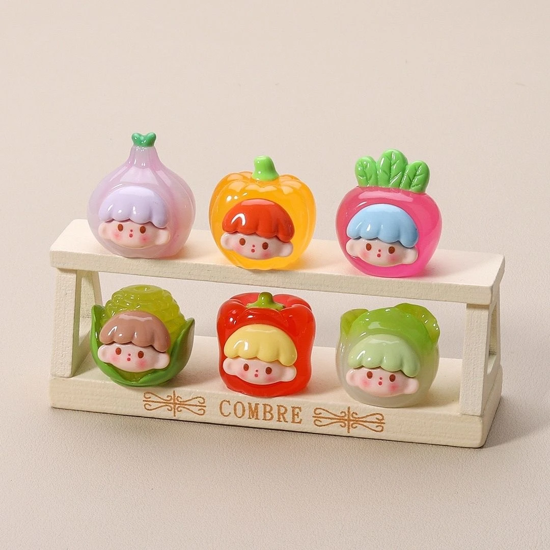 直播拆九宫格【夜光实色蔬菜阿卓萌粒】DIY 树脂钥匙扣手工制作冰箱