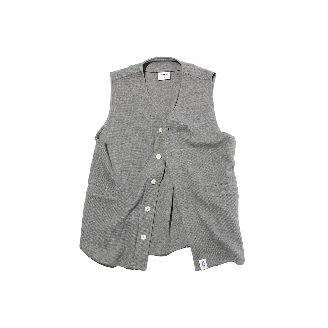 ABSURD LOGIC 荒诞逻辑 纯棉华夫格美式复古棒球v领休闲马甲百搭