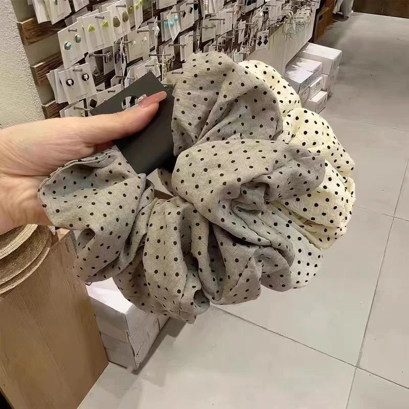 泡芙大肠发圈布艺波点女复古网红发绳2024新款高级感皮筋头绳头花