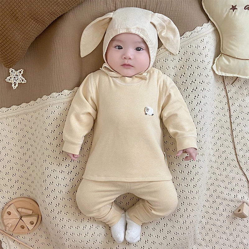 安阳羊绒蚕丝德绒宝宝家居服睡衣套装保暖衣初生婴儿衣服ins风