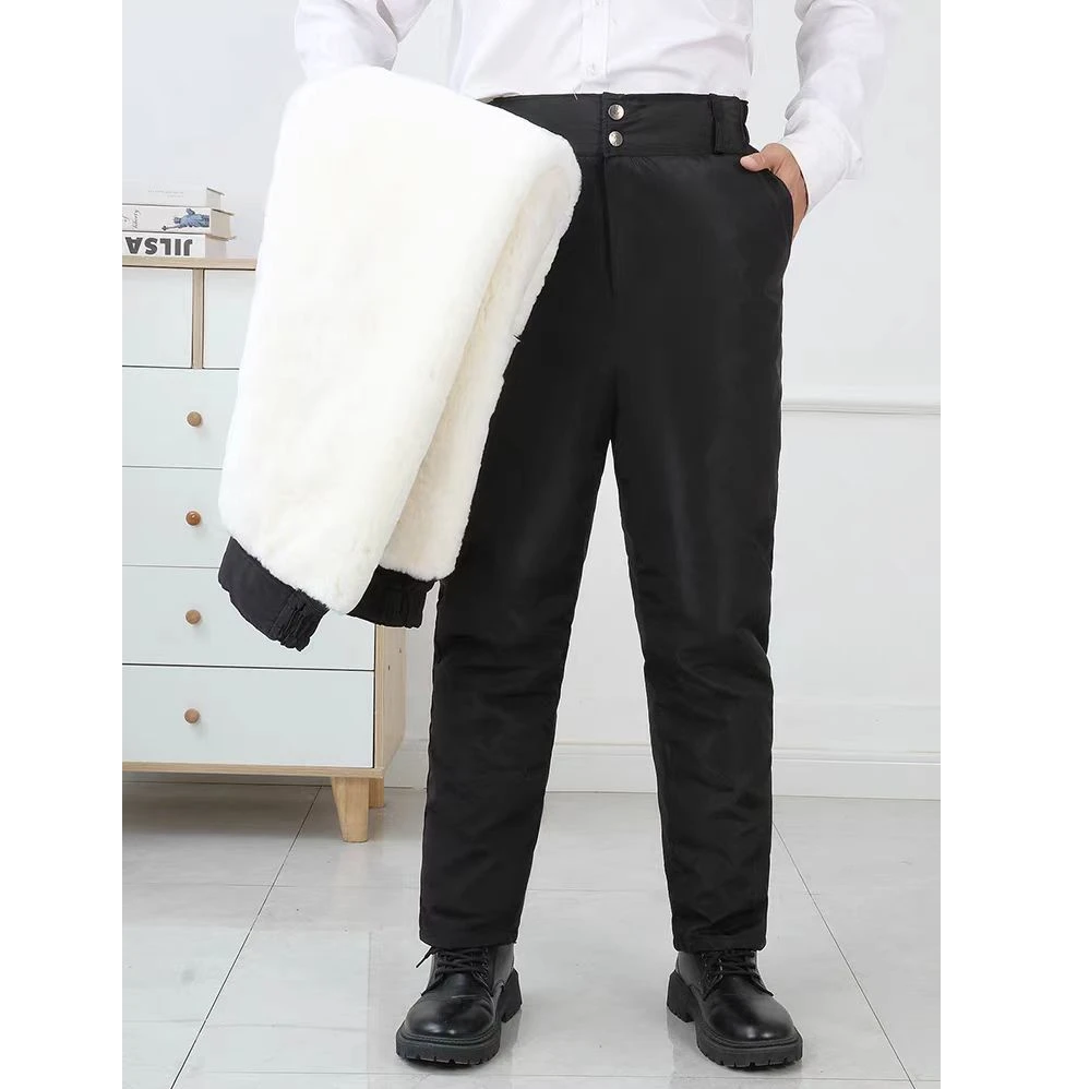 男女同款高腰真皮真毛羊皮毛一体裤子冬季特厚户外可拆洗羊皮裤