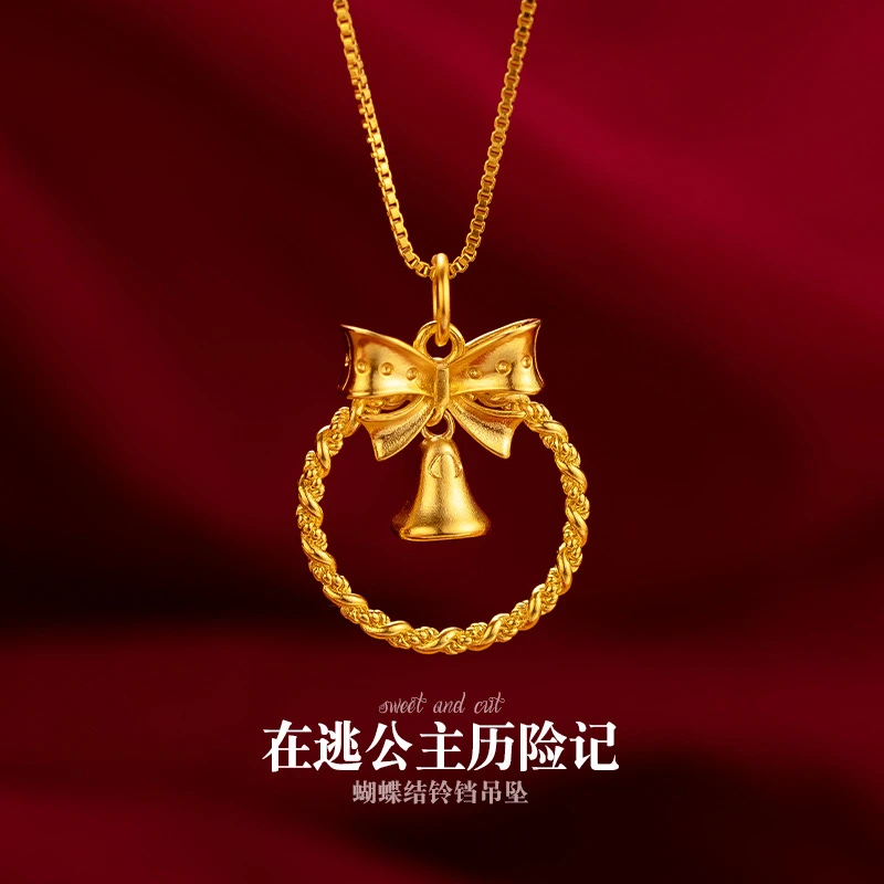 铜合金吊坠 TF July【可爱蝴蝶结】时尚日韩风格镀金锁骨项链