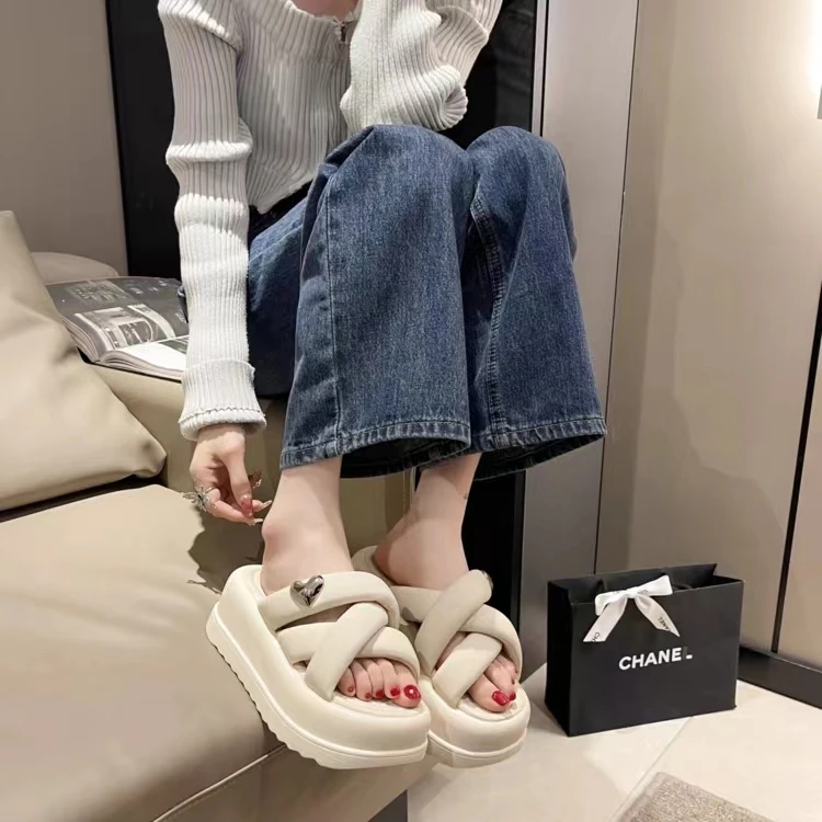 网红凉鞋时尚百搭夏季外穿厚底凉拖鞋防滑休闲休闲小众松糕底