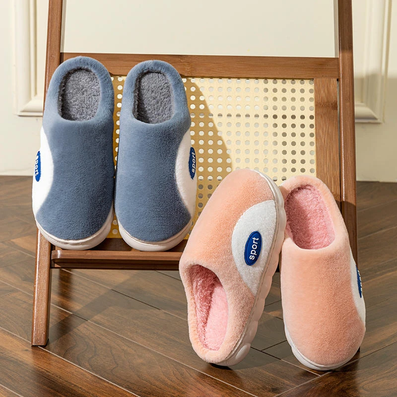 A628新品推荐！网红情侣居家-半圆字母款棉拖鞋