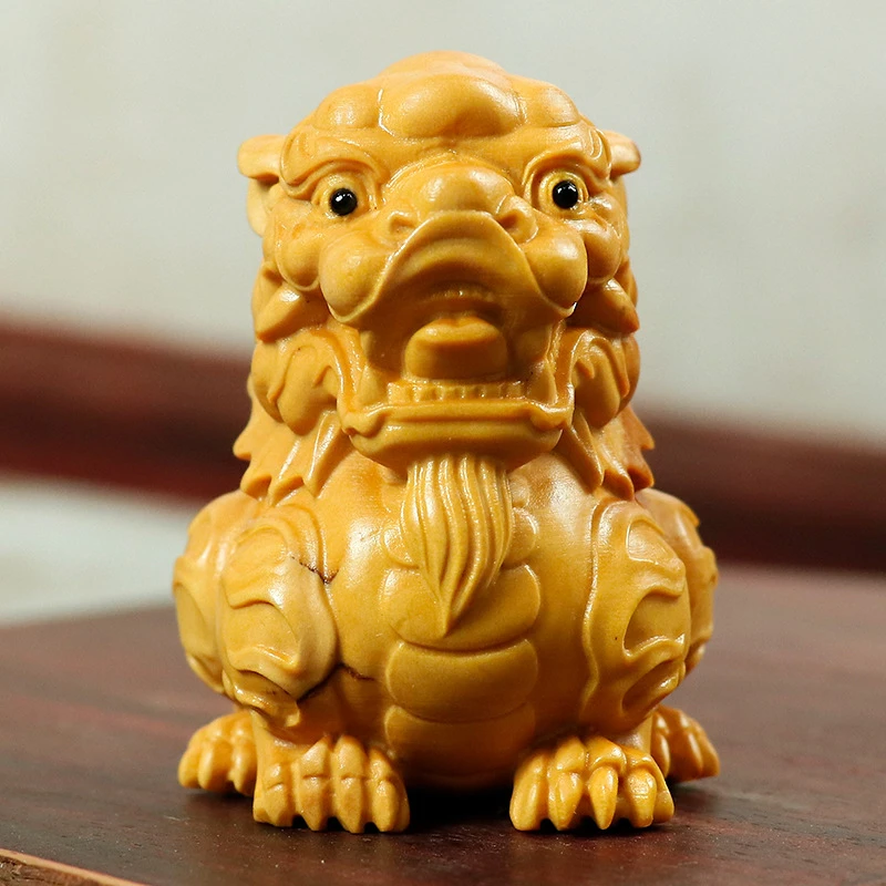 麒麟瑞兽 黄杨木雕