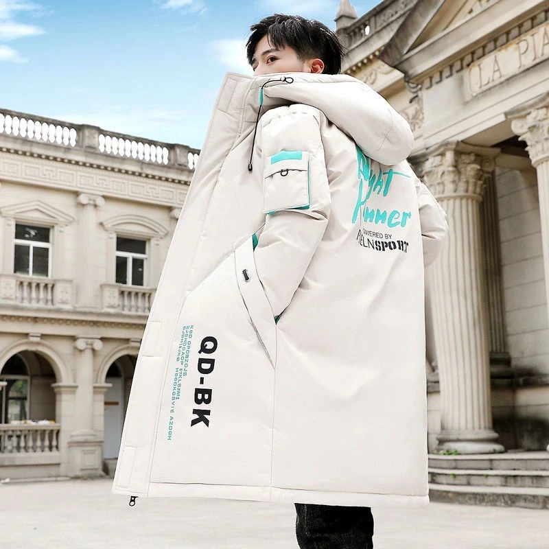 青少年棉衣男士中长款冬季外套加厚连帽保暖潮流韩版学生帅气棉服