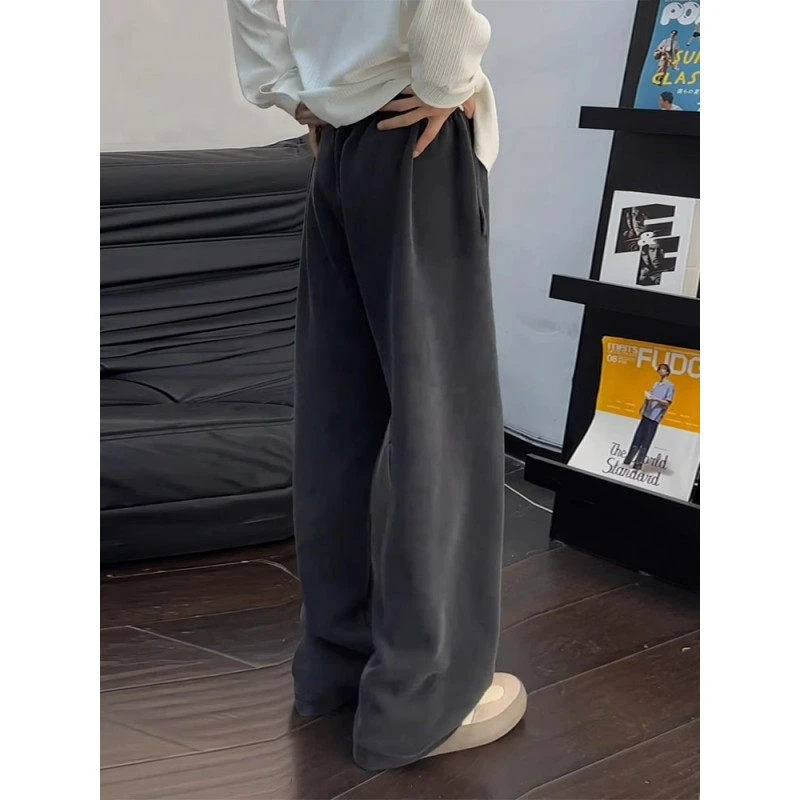 美式水洗弯刀卫裤男款秋冬潮牌重磅裤子直筒垂感cleanfit休闲长裤