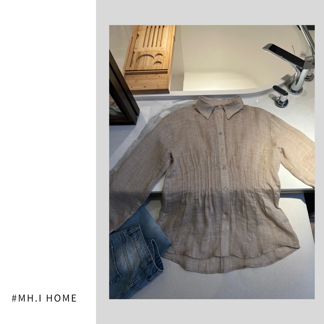 #MH.I HOME【深圳货/麻料衬衫】高品 苎麻收腰衬衫