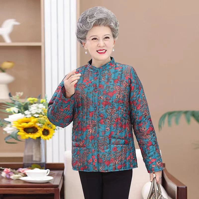 秋冬保暖中老年人大码轻薄棉服女妈妈装棉袄羽绒棉服奶奶内胆棉衣