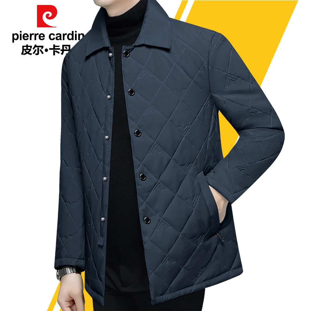 皮尔卡丹高档商务休闲翻领轻便帅气商务休闲棉服袄男中年保暖棉衣