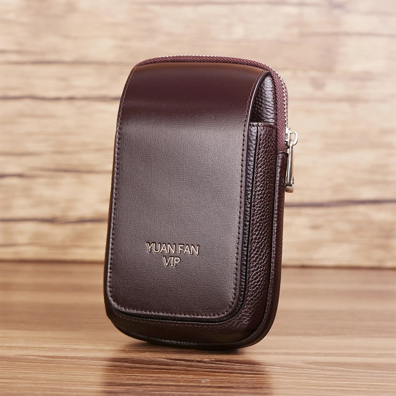 真皮手机包男迷你腰包腰间腰带穿皮带休闲小包超轻薄竖款工地干活