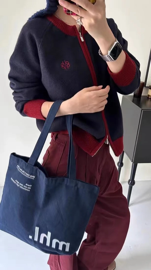 【云云精选】030 秋冬开衫拼色毛衣