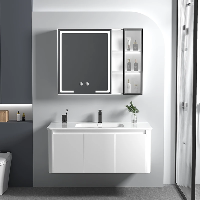 加厚太空铝镜柜陶瓷一体盆艺术组合圆角洗手盆洗脸盆柜卫生间